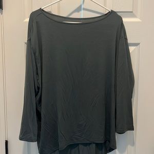 NWT yoga style shirt by Kinesis. Olive green boat neck size large